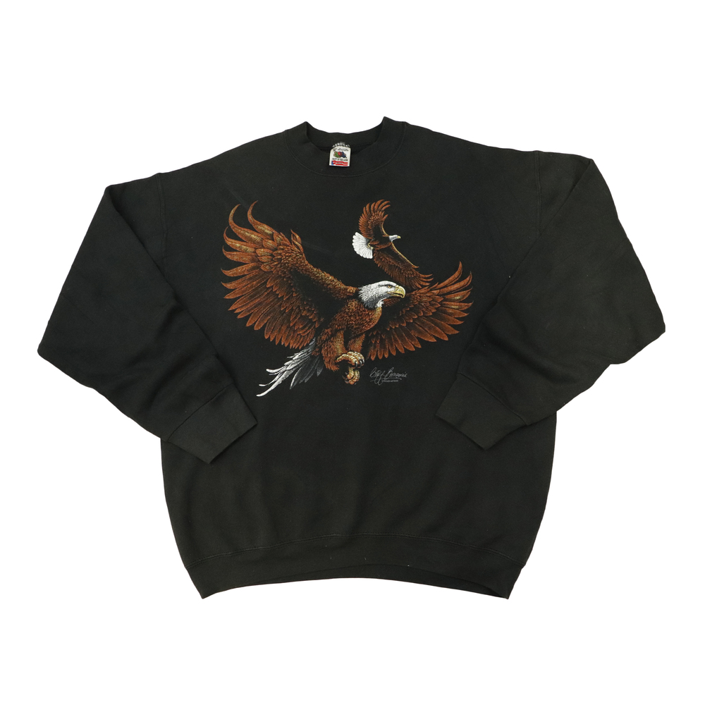 Vintage Fruit Of The Loom Eagle Black Crewneck Size XL